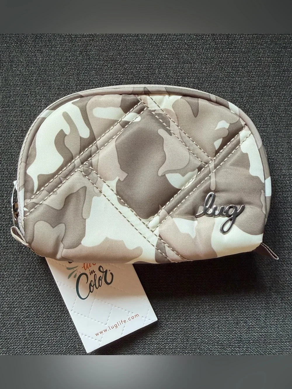 Lug Stash RFID Pouch Bag Wallet – Camo Taupe (White Tan Beige Camoflauge)
